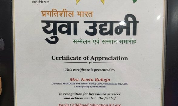 Makoons Play School in Vaishali & Krishna Nagar Triumphs at The Rising India Young Entrepreneur Awards 2023