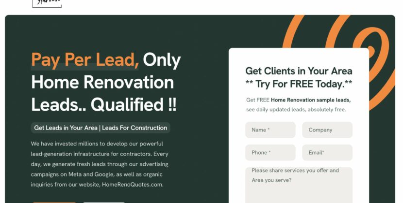 Small Canadian StartUp LeadHarvestor is Disrupting the Renovation Industry with Pay-Per-Lead Model – No More Wasted Marketing Dollars